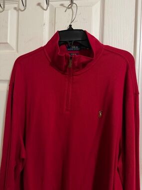 Polo by Ralph Lauren Red Half-Zip Mock Neck Sweater